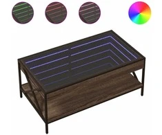Kavos staliukas su Infinity LED lemputėmis, rudas, 90x50x38cm