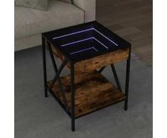 Kavos staliukas su Infinity LED lemputėmis, dūminis, 40x40x49cm