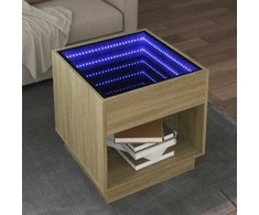 Kavos staliukas su Infinity LED lemputėmis, ąžuolo, 50x50x50cm