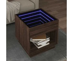 Kavos staliukas su Infinity LED lemputėmis, rudas, 50x50x50cm