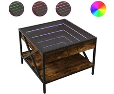 Kavos staliukas su Infinity LED lemputėmis, dūminis, 50x50x38cm