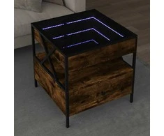 Kavos staliukas su Infinity LED lemputėmis, dūminis, 50x50x51cm