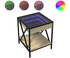Kavos staliukas su Infinity LED lemputėmis, ąžuolo, 40x40x49cm