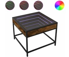 Kavos staliukas su Infinity LED lemputėmis, dūminis, 50x50x41cm