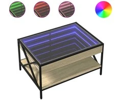 Kavos staliukas su Infinity LED lemputėmis, ąžuolo, 70x50x38cm