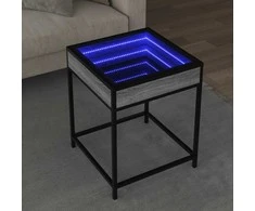 Kavos staliukas su Infinity LED lemputėmis, pilkas, 40x40x51cm