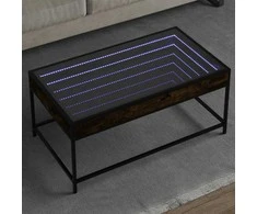 Kavos staliukas su Infinity LED lemputėmis, dūminis, 90x50x41cm