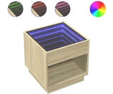 Kavos staliukas su Infinity LED lemputėmis, ąžuolo, 50x50x50cm