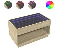 Kavos staliukas su Infinity LED lemputėmis, ąžuolo, 90x50x50cm