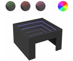 Kavos staliukas su Infinity LED lemputėmis, juodas, 50x50x30cm