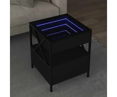 Kavos staliukas su Infinity LED lemputėmis, juodas, 40x40x51cm
