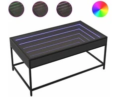 Kavos staliukas su Infinity LED lemputėmis, juodas, 90x50x41cm