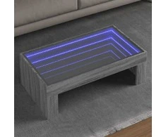 Kavos staliukas su Infinity LED lemputėmis, pilkas, 90x50x30cm