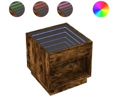 Kavos staliukas su Infinity LED lemputėmis, dūminis, 50x50x50cm
