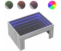 Kavos staliukas su Infinity LED lemputėmis, pilkas, 70x50x30cm