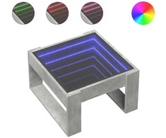 Kavos staliukas su Infinity LED lemputėmis, betono, 50x53x30cm