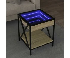 Kavos staliukas su Infinity LED lemputėmis, ąžuolo, 40x40x49cm
