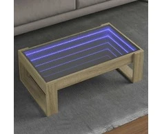 Kavos staliukas su Infinity LED lemputėmis, ąžuolo, 90x53x30cm
