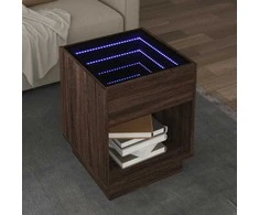 Kavos staliukas su Infinity LED lemputėmis, rudas, 40x40x50cm