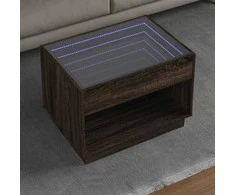 Kavos staliukas su Infinity LED lemputėmis, rudas, 70x50x50cm