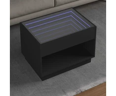 Kavos staliukas su Infinity LED lemputėmis, juodas, 70x50x50cm