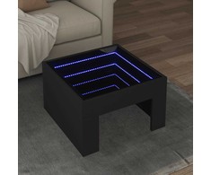 Kavos staliukas su Infinity LED lemputėmis, juodas, 50x50x30cm