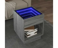 Kavos staliukas su Infinity LED lemputėmis, pilkas, 40x40x50cm