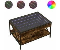 Kavos staliukas su Infinity LED lemputėmis, dūminis, 70x50x38cm