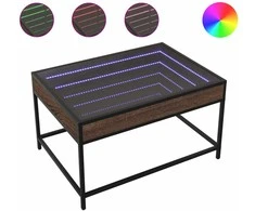 Kavos staliukas su Infinity LED lemputėmis, rudas, 70x50x41cm