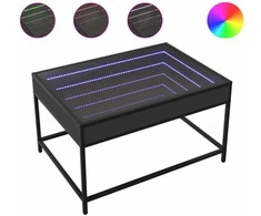 Kavos staliukas su Infinity LED lemputėmis, juodas, 70x50x41cm