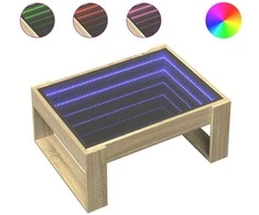 Kavos staliukas su Infinity LED lemputėmis, ąžuolo, 70x53x30cm