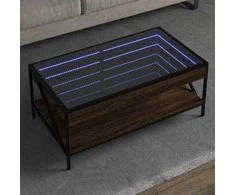 Kavos staliukas su Infinity LED lemputėmis, rudas, 90x50x38cm
