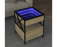 Kavos staliukas su Infinity LED lemputėmis, ąžuolo, 40x40x51cm