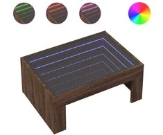 Kavos staliukas su Infinity LED lemputėmis, rudas, 70x50x30cm