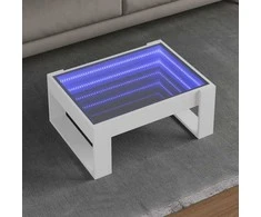 Kavos staliukas su Infinity LED lemputėmis, baltas, 70x53x30cm