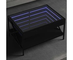 Kavos staliukas su Infinity LED lemputėmis, juodas, 70x50x38cm