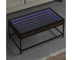 Kavos staliukas su Infinity LED lemputėmis, rudas, 90x50x41cm
