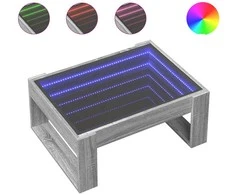 Kavos staliukas su Infinity LED lemputėmis, pilkas, 70x53x30cm