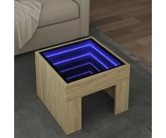 Kavos staliukas su Infinity LED lemputėmis, ąžuolo, 40x40x30cm
