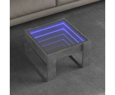 Kavos staliukas su Infinity LED lemputėmis, betono, 50x53x30cm