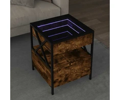 Kavos staliukas su Infinity LED lemputėmis, dūminis, 40x40x51cm