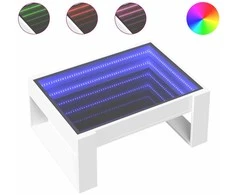 Kavos staliukas su Infinity LED lemputėmis, baltas, 70x53x30cm
