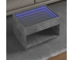 Kavos staliukas su Infinity LED lemputėmis, betono, 70x50x50cm