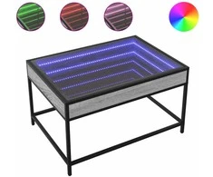 Kavos staliukas su Infinity LED lemputėmis, pilkas, 70x50x41cm