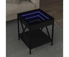 Kavos staliukas su Infinity LED lemputėmis, juodas, 40x40x49cm
