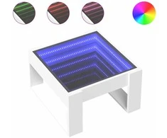 Kavos staliukas su Infinity LED lemputėmis, baltas, 50x53x30cm