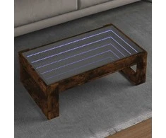 Kavos staliukas su Infinity LED lemputėmis, dūminis, 90x53x30cm