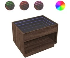 Kavos staliukas su Infinity LED lemputėmis, rudas, 70x50x50cm