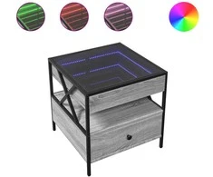 Kavos staliukas su Infinity LED lemputėmis, pilkas, 50x50x51cm