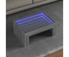 Kavos staliukas su Infinity LED lemputėmis, pilkas, 70x50x30cm